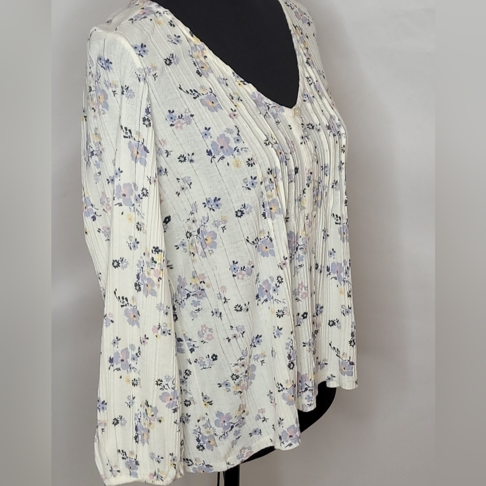 Lucky Brand Floral Long Sleeve Peasant Top - Size M - Picture 3 of 7